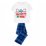 Christmas Matching Family Pajamas Christmas Deer Is Here Blue Short Pajamas Set