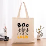 Halloween Eco Friendly BOO Skull Crew Handle Canvas Bottomless Tote Bag