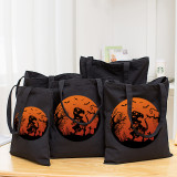 Halloween Eco Friendly Midnight Dinosaurs Handle Canvas Bottomless Tote Bag