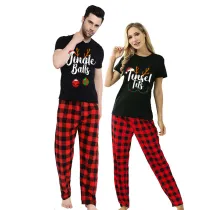 Couple Matching Christmas Pajamas Jngle Balls & Tinsel Tits Loungwear Short Pajamas Set