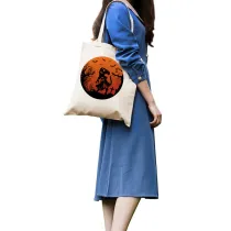 Halloween Eco Friendly Midnight Dinosaurs Handle Canvas Bottomless Tote Bag