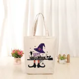 Halloween Eco Friendly Happy Halloween Witch Handle Canvas Tote Bag