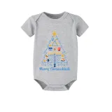 Christmas Matching Family Pajamas Happy Hanukkah Christmas Tree Candlestick Blue Short Pajamas Set