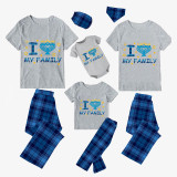 Christmas Matching Family Pajamas I Love My Family Happy Hanukkah Blue Short Pajamas Set