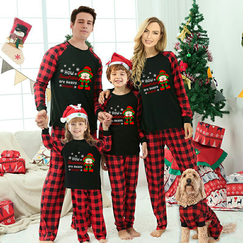 Christmas Matching Family Pajamas Funny Elf Snowflakes are Really Made Black Pajamas Set