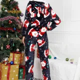Women Santa Claus Cotton Fennel Hooded Bodysuit Christams Pajamas
