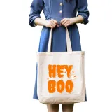 Halloween Eco Friendly Hey Boo Handle Canvas Tote Bag