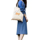 Halloween Eco Friendly Cute Ghost Boo Handle Canvas Bottomless Tote Bag