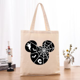 Halloween Eco Friendly Cartoon Mouse Spider Web Handle Canvas Bottomless Tote Bag