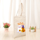 Halloween Eco Friendly BOO Pumpkins Ghost Handle Canvas Bottomless Tote Bag