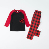 Christmas Matching Family Pajamas Red Plaid Heart Red Black Pajamas Set
