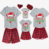Christmas Matching Family Pajamas Red Hat Merry Christmas Deer Short Pajamas Set