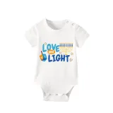 Christmas Matching Family Pajamas Happy Hanukkah Love and Light Blue Short Pajamas Set