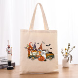 Halloween Eco Friendly Gnomie Jack-o'-lantern Handle Canvas Bottomless Tote Bag