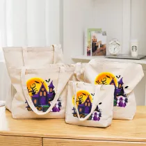 Halloween Eco Friendly Witch's Castle Handle Canvas Tote Bag