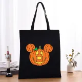 Halloween Eco Friendly Cartoon Jack-o'-lantern Handle Canvas Bottomless Tote Bag