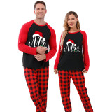 Couple Matching Christmas Pajamas Christmas Hat Mr & Mrs. Loungwear Black Pajamas Set