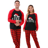 Couple Matching Christmas Pajamas Christmas Hat Mr & Mrs. Loungwear Black Pajamas Set