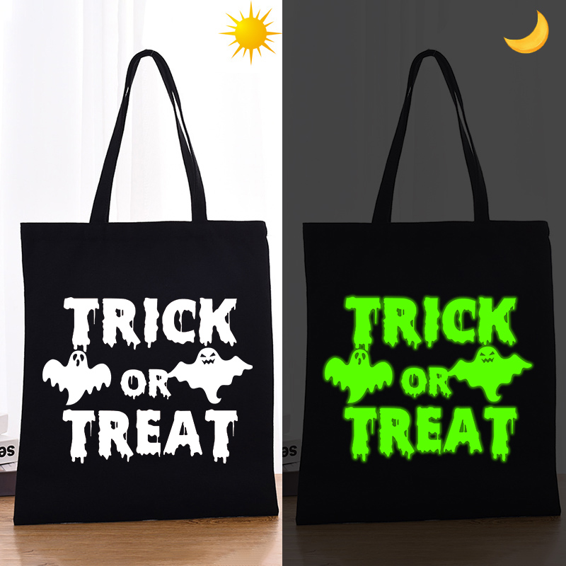 Halloween Eco Friendly Luminous Trick or Treat Handle Canvas Tote Bag