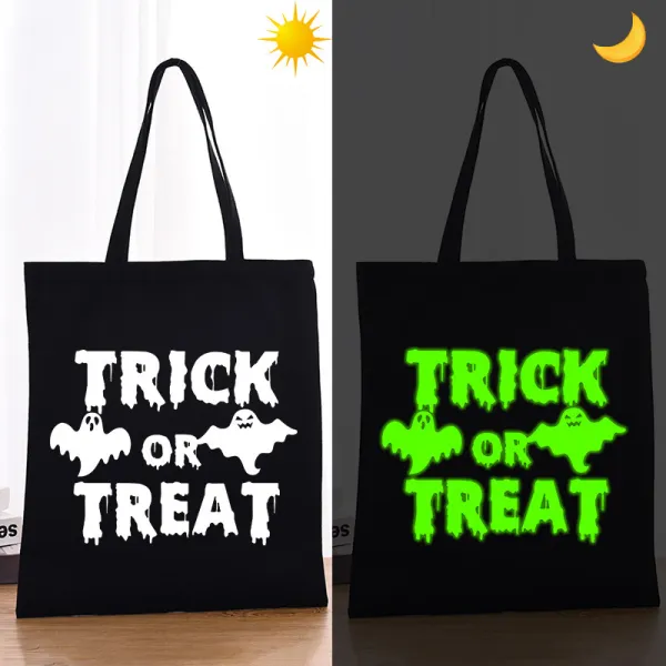 Halloween Eco Friendly Luminous Trick or Treat Handle Canvas Tote Bag