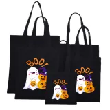 Halloween Eco Friendly BOO Pumpkins Ghost Handle Canvas Bottomless Tote Bag