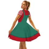Women Christmas A-Line Short Sleeve Round Neck Elf Ugly Dress