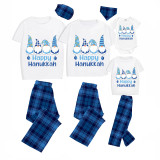 Christmas Matching Family Pajamas Four Gnomies Happy Hanukkah Blue Short Pajamas Set