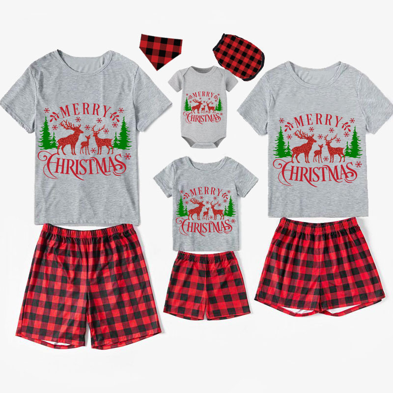 Christmas Matching Family Pajamas Christmas Family Elk Short Pajamas Set