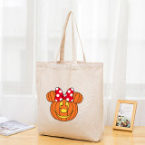 Halloween Eco Friendly Cartoon Cute Jack-o'-lantern Handle Canvas Tote Bag
