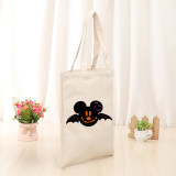 Halloween Eco Friendly Cartoon Mouse Bat Handle Canvas Bottomless Tote Bag
