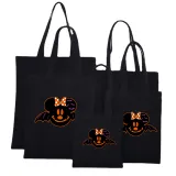 Halloween Eco Friendly Cartoon Cute Mouse Bat Handle Canvas Bottomless Tote Bag