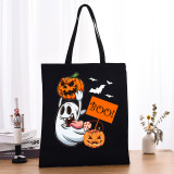 Halloween Eco Friendly Gost Pumpkin Basket Handle Canvas Bottomless Tote Bag