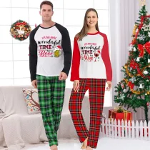 Couple Matching Christmas Pajamas It's The Wonderful Time Loungwear Green Pajamas Set