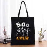 Halloween Eco Friendly BOO Skull Crew Handle Canvas Bottomless Tote Bag
