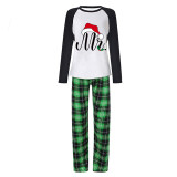 Couple Matching Christmas Pajamas Christmas Hat Mr & Mrs. Loungwear Green Pajamas Set