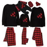 Christmas Matching Family Pajamas Red Plaid Heart Red Black Pajamas Set