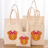 Halloween Eco Friendly Cartoon Cute Jack-o'-lantern Handle Canvas Bottomless Tote Bag