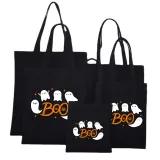 Halloween Eco Friendly Cute Ghost Boo Handle Canvas Bottomless Tote Bag