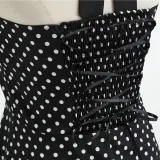 Women Holiday Polka Dot A-line Bow Tie Halter Dress