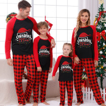 Christmas Matching Family Pajamas Red Hat Christmas Crew Red Black Pajamas Set