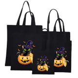 Halloween Eco Friendly The Boo Crew Cat Pumpkins Handle Canvas Bottomless Tote Bag