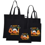 Halloween Eco Friendly Pumpkins Devil Handle Canvas Bottomless Tote Bag