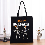 Halloween Eco Friendly Happy Halloween Skeleton Handle Canvas Bottomless Tote Bag