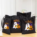 Halloween Eco Friendly BOO Pumpkins Ghost Handle Canvas Bottomless Tote Bag