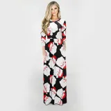 Women Long Sleeve Reindeer Christmas Tree Prints Ugly Maxi Dress