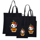 Halloween Eco Friendly Cartoon Pumpkin Cat Handle Canvas Bottomless Tote Bag