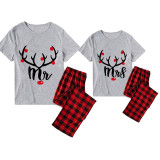 Couple Matching Christmas Pajamas Mr. & Mrs. Antler Loungwear Short Pajamas Set