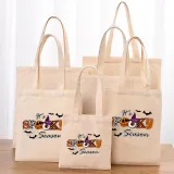 Halloween Eco Friendly It's Spooky Bat Handle Canvas Bottomless Tote Bag