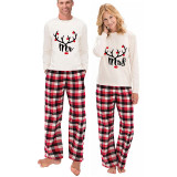 Couple Matching Christmas Pajamas Mr. & Mrs. Antler Loungwear White Pajamas Set