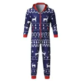 Christmas Couple Matching Pajamas Sets Snowflake Deer Hooded Christmas Jumpsuit